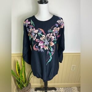 Vintage Plumo Floral Sweatshirt S | Grannycore Bold Made in USA